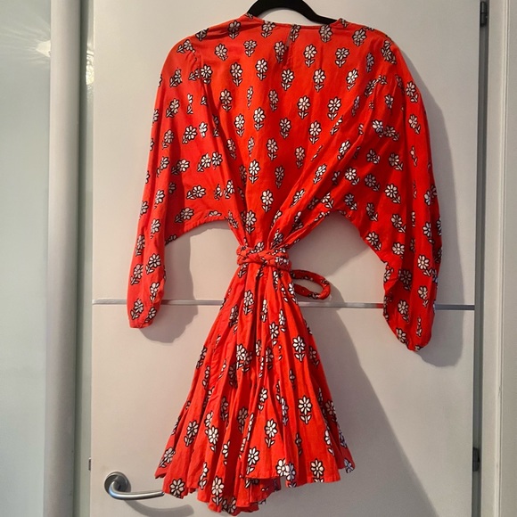 RHODE Ella Dress - Red Orange Flower Print - Picture 4 of 5